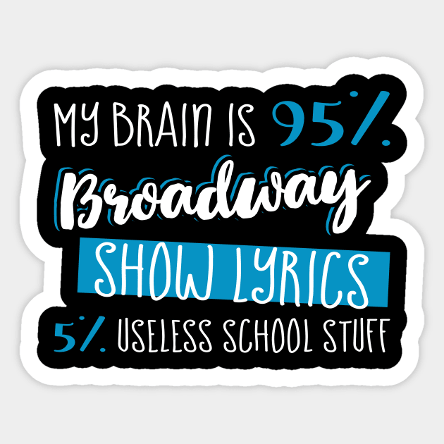 My Brain is 95% Broadway Show Lyrics 5% Useless School Stuff Sticker by celeryprint